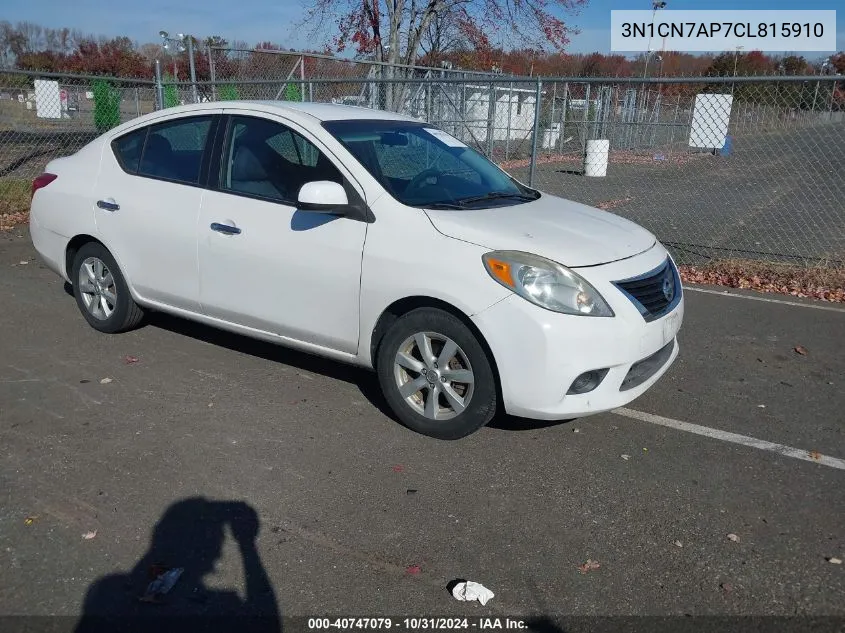 2012 Nissan Versa 1.6 Sl VIN: 3N1CN7AP7CL815910 Lot: 40747079