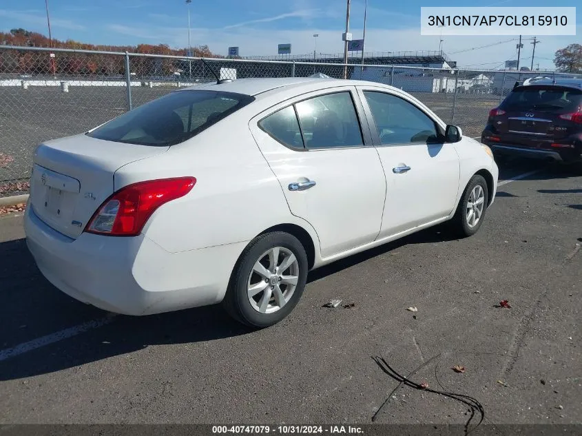 2012 Nissan Versa 1.6 Sl VIN: 3N1CN7AP7CL815910 Lot: 40747079