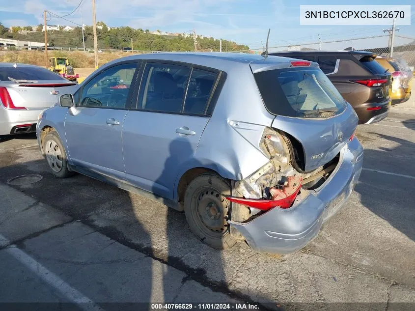 2012 Nissan Versa S VIN: 3N1BC1CPXCL362670 Lot: 40766529