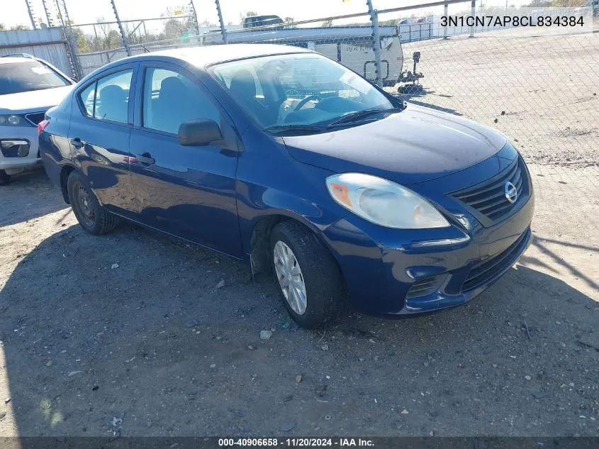 2012 Nissan Versa 1.6 S VIN: 3N1CN7AP8CL834384 Lot: 40906658