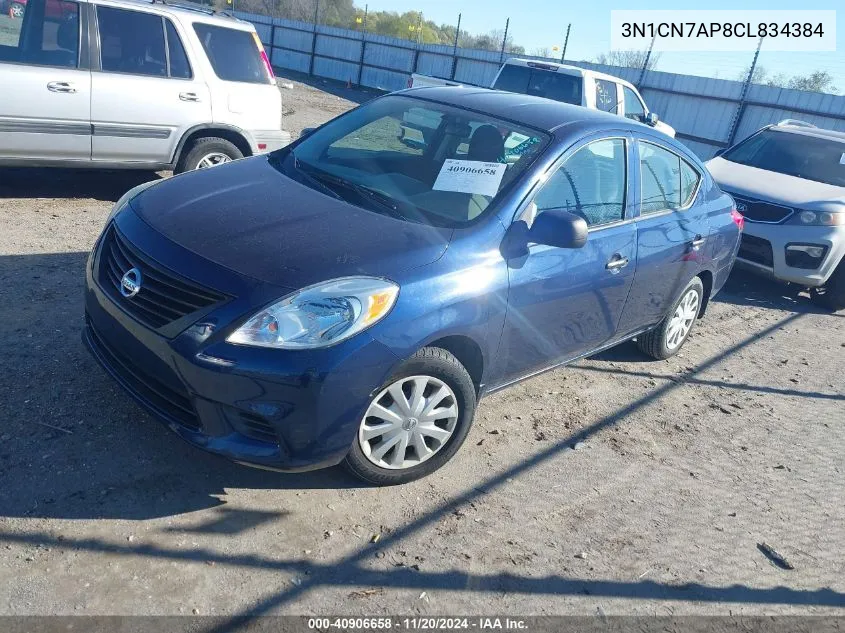 2012 Nissan Versa 1.6 S VIN: 3N1CN7AP8CL834384 Lot: 40906658