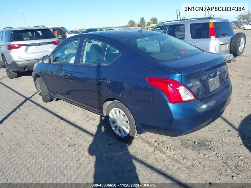 2012 Nissan Versa 1.6 S VIN: 3N1CN7AP8CL834384 Lot: 40906658