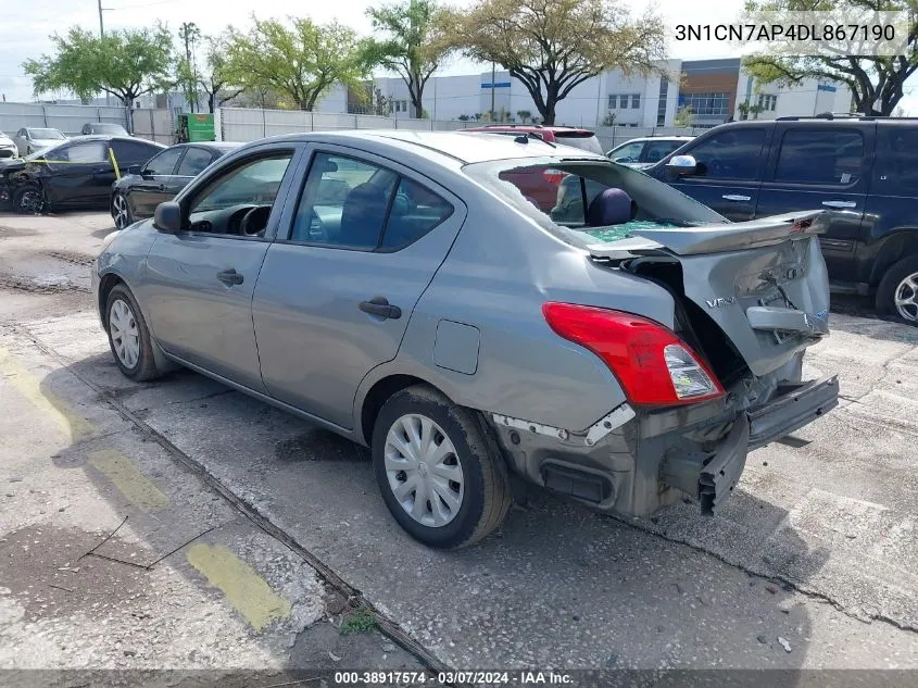 2013 Nissan Versa 1.6 S+ VIN: 3N1CN7AP4DL867190 Lot: 38917574