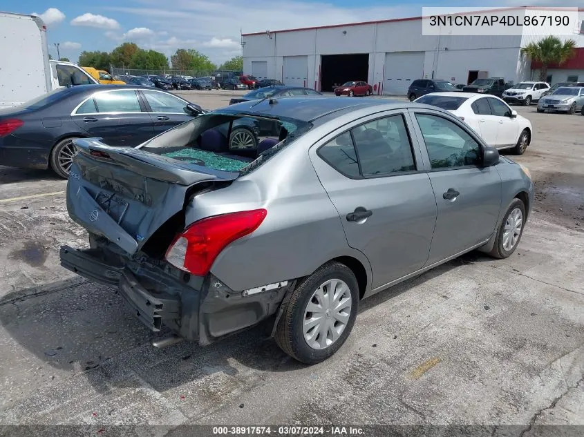 2013 Nissan Versa 1.6 S+ VIN: 3N1CN7AP4DL867190 Lot: 38917574