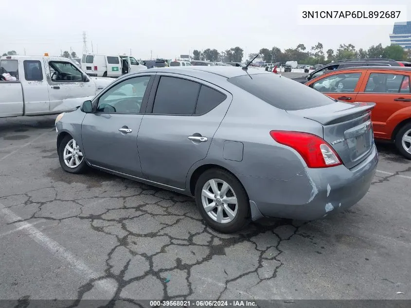 2013 Nissan Versa 1.6 Sl VIN: 3N1CN7AP6DL892687 Lot: 39568021