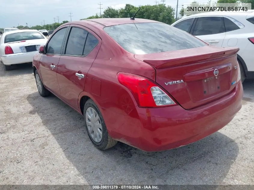 2013 Nissan Versa 1.6 Sv VIN: 3N1CN7AP7DL858743 Lot: 39811379