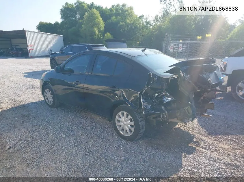 2013 Nissan Versa 1.6 S+ VIN: 3N1CN7AP2DL868838 Lot: 40080268