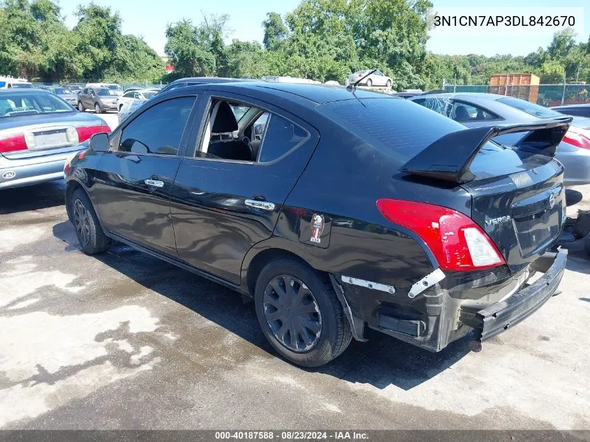 2013 Nissan Versa 1.6 Sv VIN: 3N1CN7AP3DL842670 Lot: 40187588