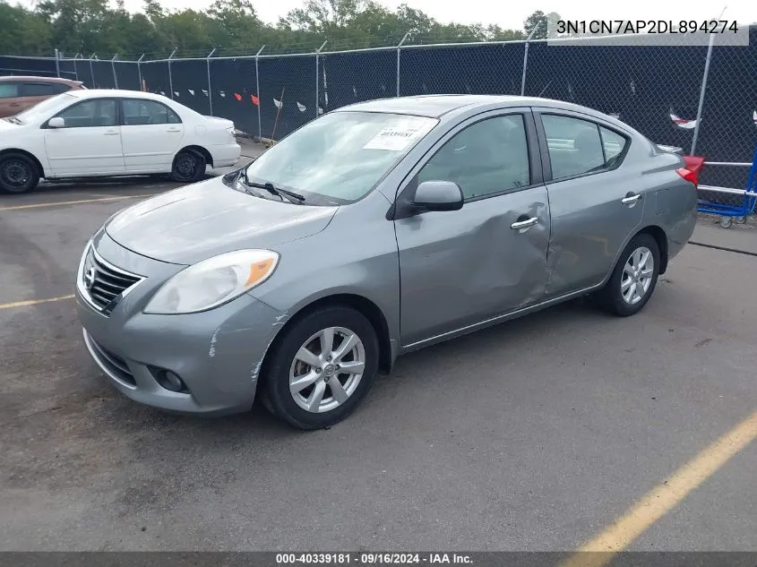 2013 Nissan Versa 1.6 Sl VIN: 3N1CN7AP2DL894274 Lot: 40339181