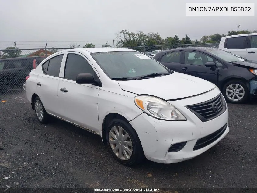 2013 Nissan Versa 1.6 S+ VIN: 3N1CN7APXDL855822 Lot: 40420200