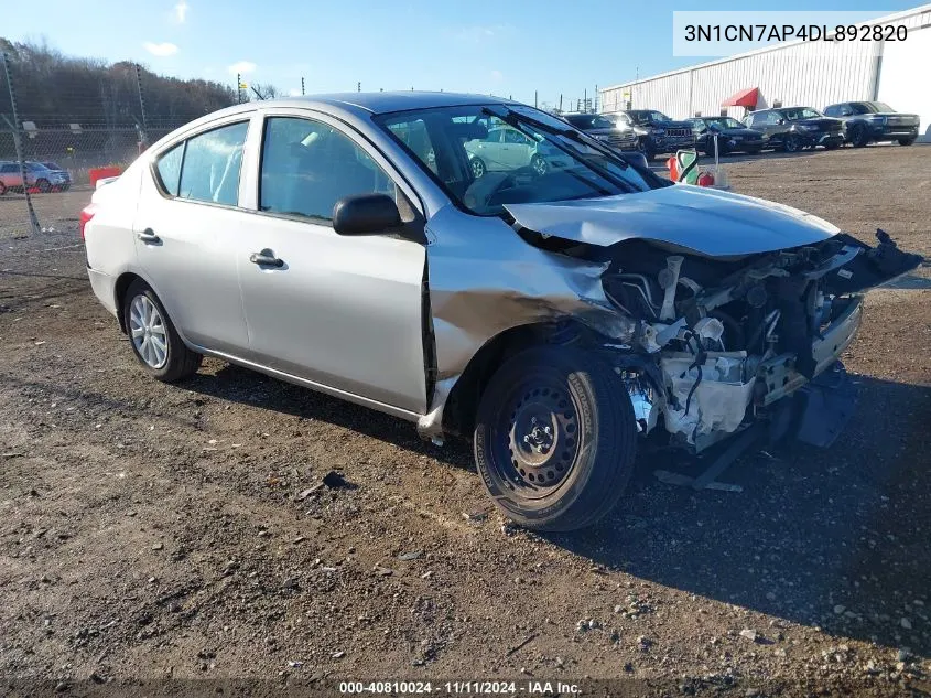 2013 Nissan Versa 1.6 S+ VIN: 3N1CN7AP4DL892820 Lot: 40810024