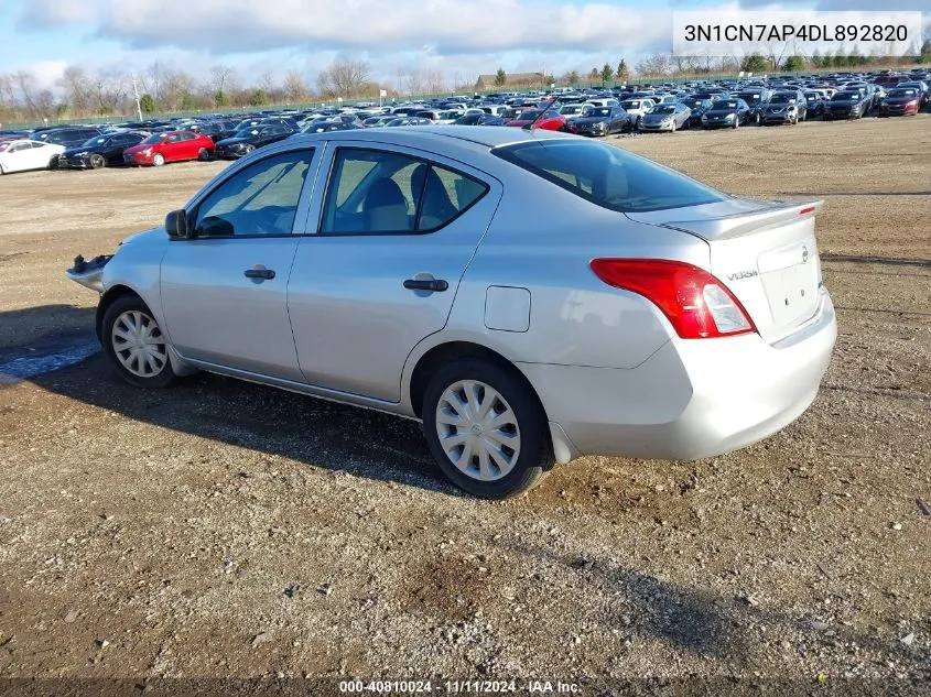 2013 Nissan Versa 1.6 S+ VIN: 3N1CN7AP4DL892820 Lot: 40810024