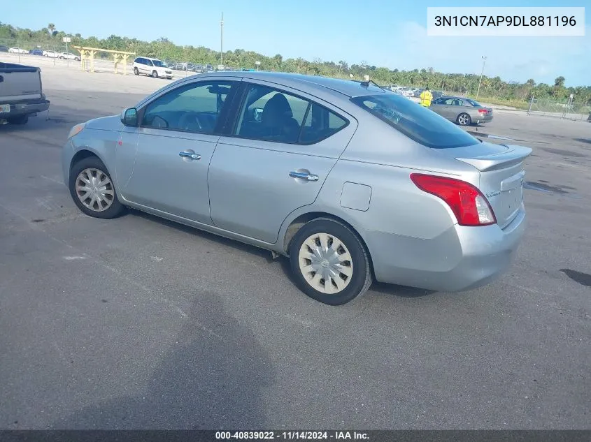 2013 Nissan Versa 1.6 Sv VIN: 3N1CN7AP9DL881196 Lot: 40839022