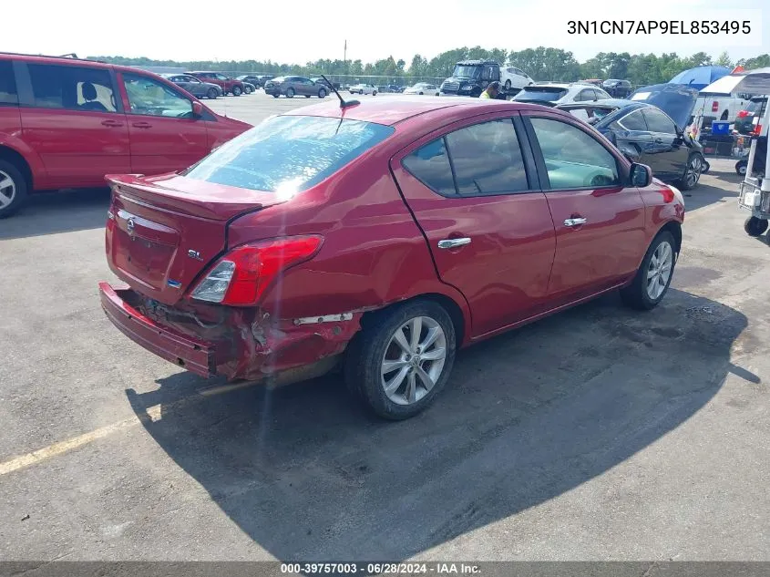 2014 Nissan Versa 1.6 Sl VIN: 3N1CN7AP9EL853495 Lot: 39757003