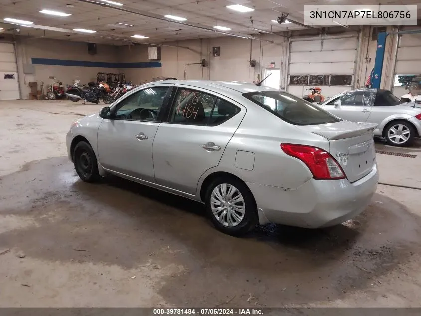 2014 Nissan Versa 1.6 Sv VIN: 3N1CN7AP7EL806756 Lot: 39781484