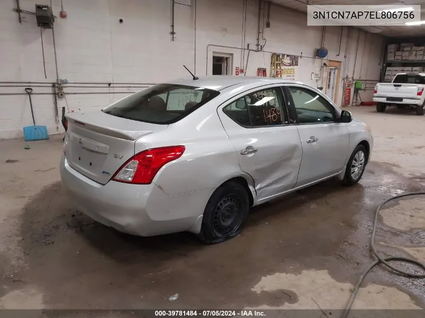 2014 Nissan Versa 1.6 Sv VIN: 3N1CN7AP7EL806756 Lot: 39781484