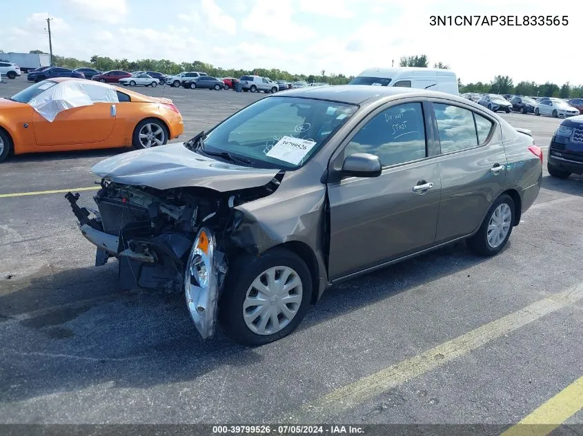 2014 Nissan Versa 1.6 Sv VIN: 3N1CN7AP3EL833565 Lot: 39799526