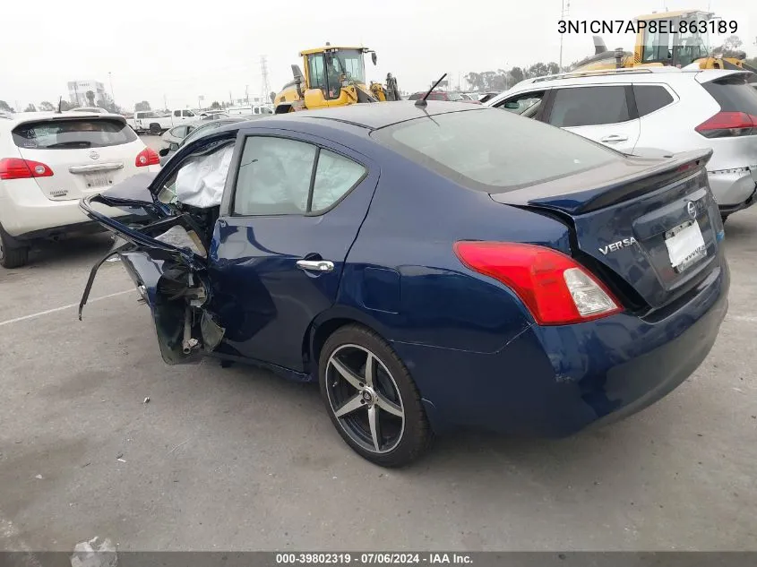 2014 Nissan Versa 1.6 Sv VIN: 3N1CN7AP8EL863189 Lot: 39802319