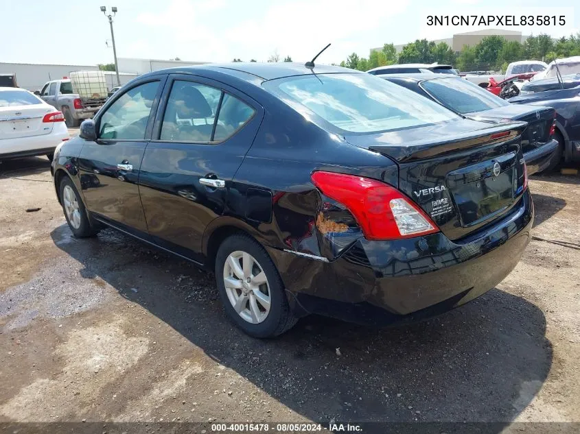 2014 Nissan Versa 1.6 Sv VIN: 3N1CN7APXEL835815 Lot: 40015478