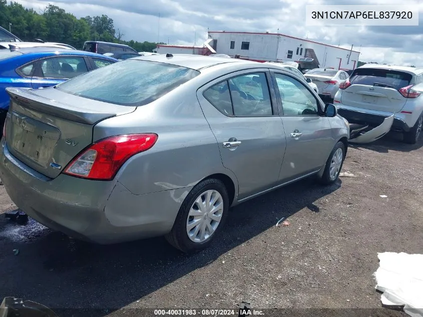 2014 Nissan Versa 1.6 Sv VIN: 3N1CN7AP6EL837920 Lot: 40031983