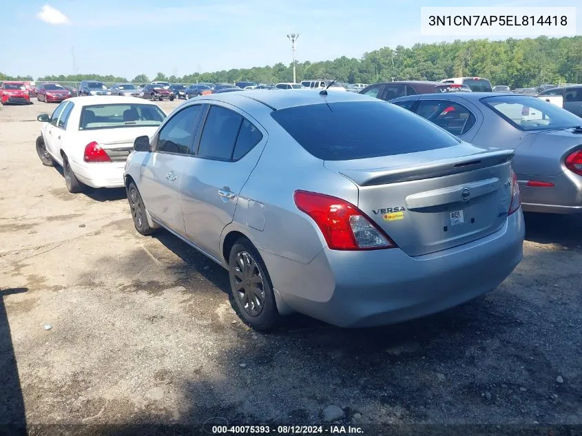 2014 Nissan Versa 1.6 Sv VIN: 3N1CN7AP5EL814418 Lot: 40075393