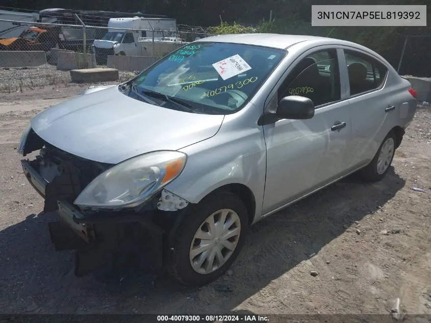 2014 Nissan Versa 1.6 S VIN: 3N1CN7AP5EL819392 Lot: 40079300