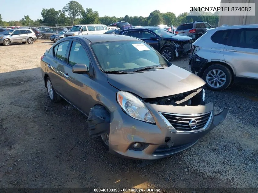 2014 Nissan Versa S/S Plus/Sv/Sl VIN: 3N1CN7AP1EL874082 Lot: 40103393