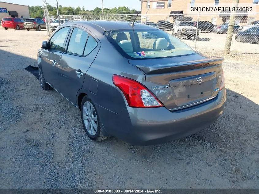 2014 Nissan Versa S/S Plus/Sv/Sl VIN: 3N1CN7AP1EL874082 Lot: 40103393