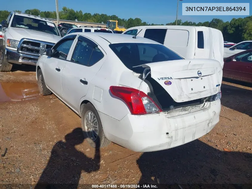 2014 Nissan Versa 1.6 S VIN: 3N1CN7AP3EL864394 Lot: 40117488