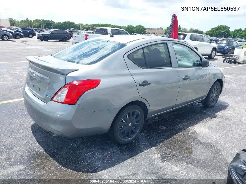 2014 Nissan Versa 1.6 S+ VIN: 3N1CN7AP6EL850537 Lot: 40206164