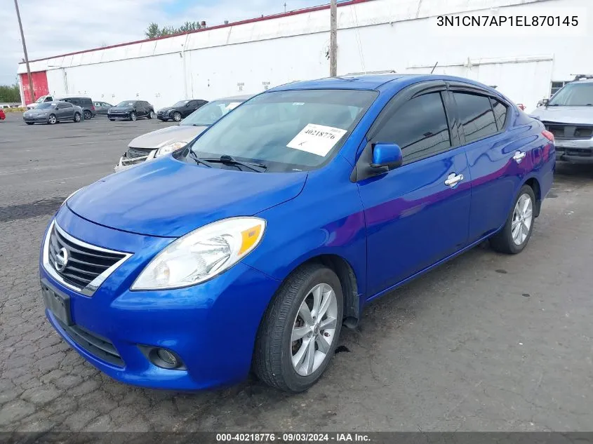 2014 Nissan Versa 1.6 Sl VIN: 3N1CN7AP1EL870145 Lot: 40218776