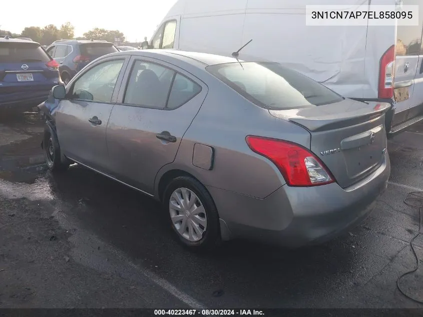 2014 Nissan Versa 1.6 S+ VIN: 3N1CN7AP7EL858095 Lot: 40223467