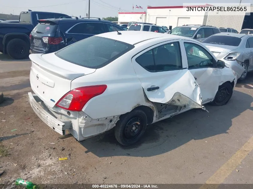 2014 Nissan Versa S/S Plus/Sv/Sl VIN: 3N1CN7AP5EL862565 Lot: 40224676