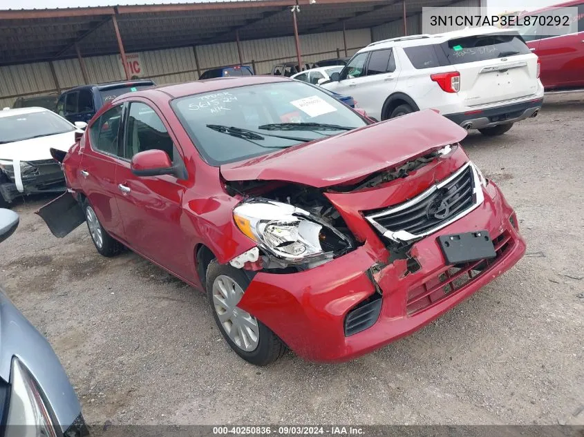 2014 Nissan Versa 1.6 Sv VIN: 3N1CN7AP3EL870292 Lot: 40250836