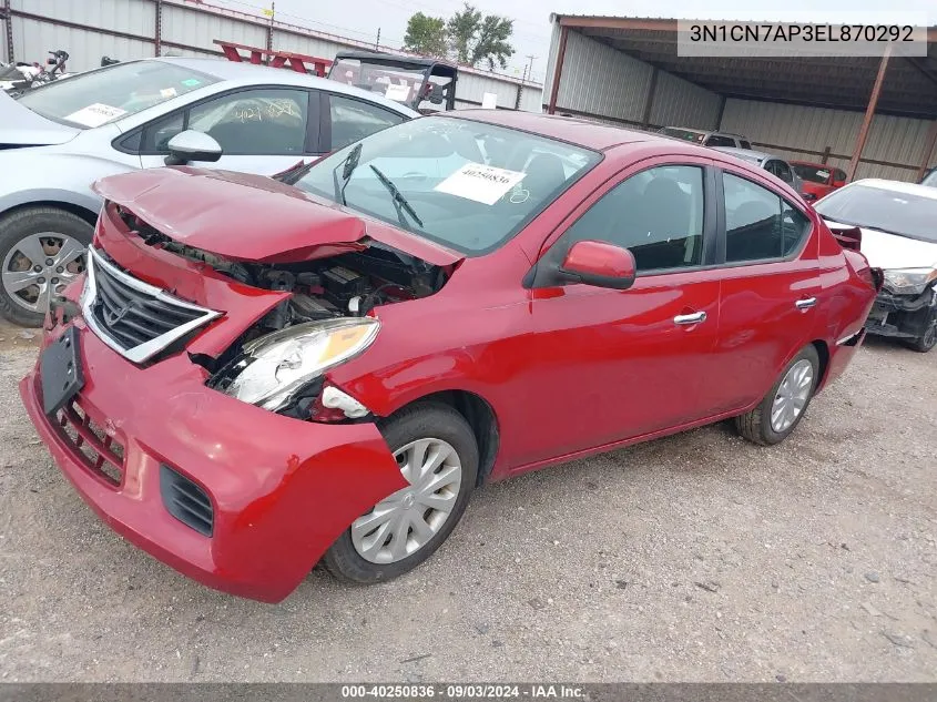 2014 Nissan Versa 1.6 Sv VIN: 3N1CN7AP3EL870292 Lot: 40250836