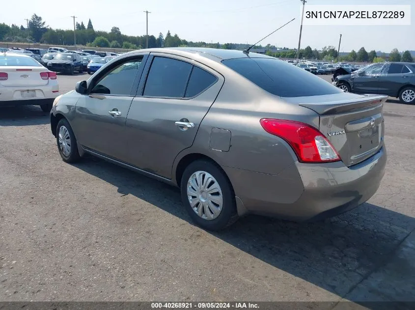 2014 Nissan Versa 1.6 S/1.6 S+/1.6 Sl/1.6 Sv VIN: 3N1CN7AP2EL872289 Lot: 40268921