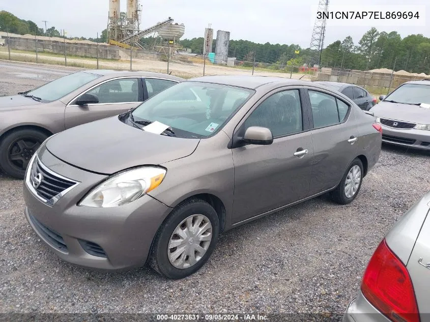 2014 Nissan Versa 1.6 Sv VIN: 3N1CN7AP7EL869694 Lot: 40273631