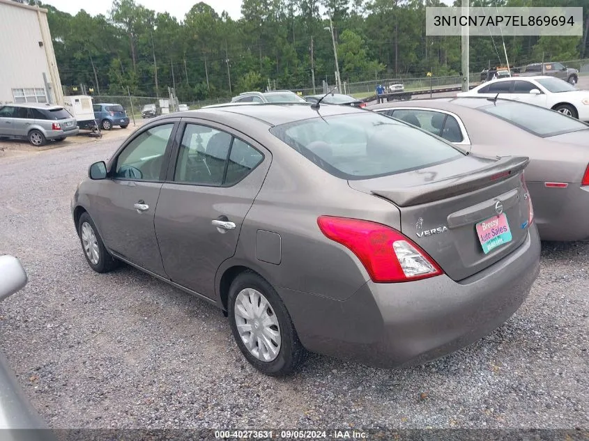 3N1CN7AP7EL869694 2014 Nissan Versa 1.6 Sv