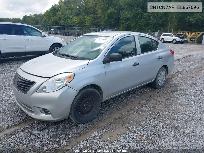 2014 Nissan Versa 1.6 S VIN: 3N1CN7AP1EL867696 Lot: 40290216