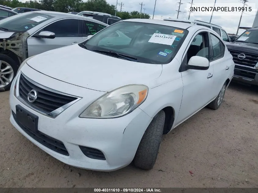 2014 Nissan Versa 1.6 Sv VIN: 3N1CN7AP0EL819915 Lot: 40311610