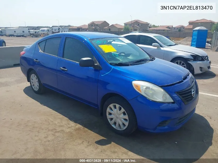 2014 Nissan Versa 1.6 S+ VIN: 3N1CN7AP2EL813470 Lot: 40313828