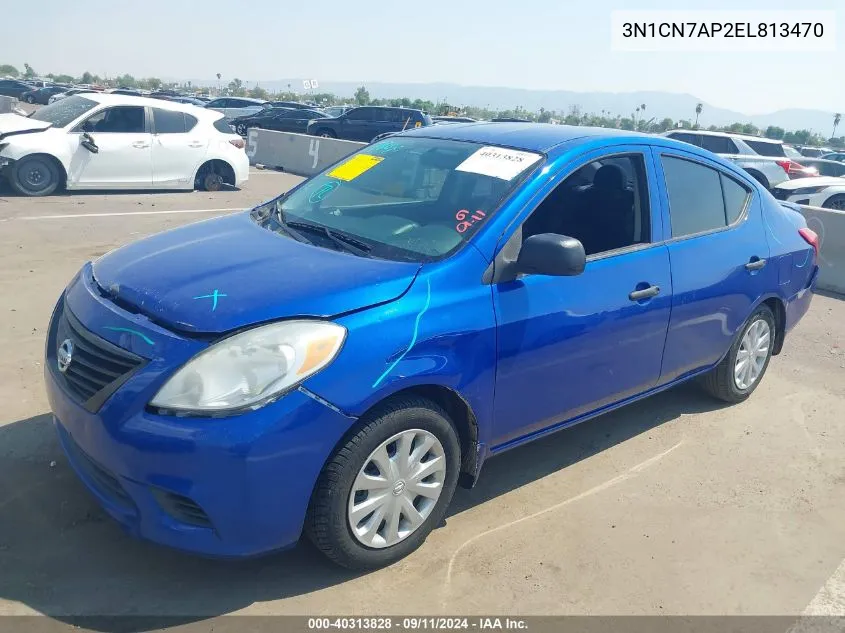 2014 Nissan Versa 1.6 S+ VIN: 3N1CN7AP2EL813470 Lot: 40313828