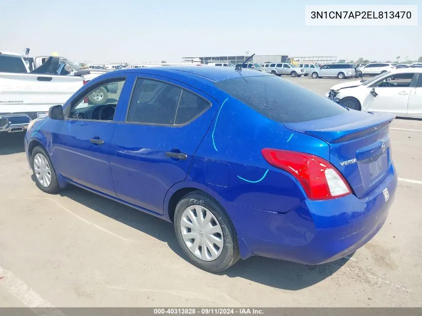 2014 Nissan Versa 1.6 S+ VIN: 3N1CN7AP2EL813470 Lot: 40313828