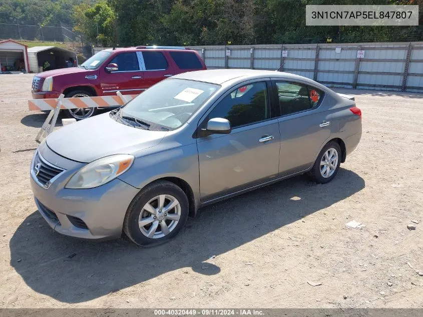 3N1CN7AP5EL847807 2014 Nissan Versa 1.6 Sv