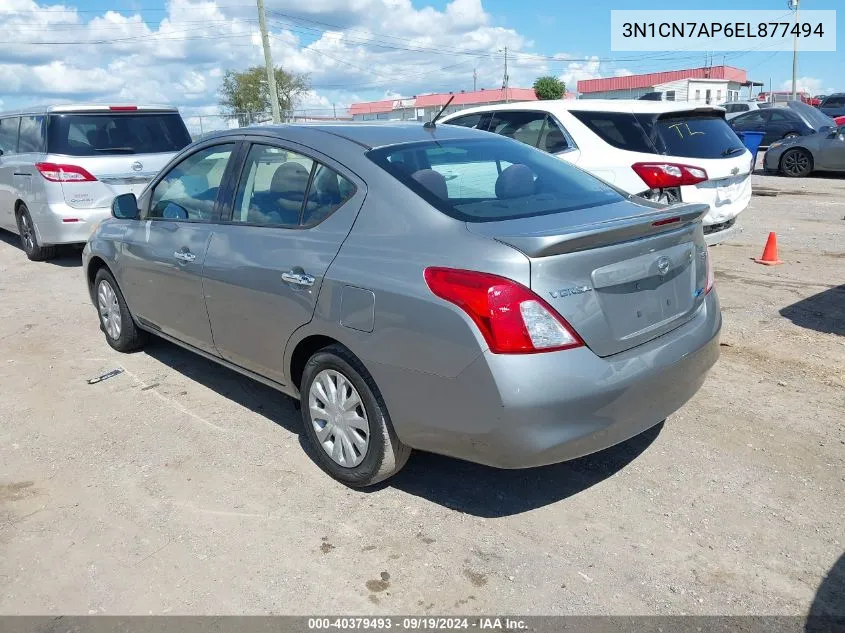 2014 Nissan Versa 1.6 Sv VIN: 3N1CN7AP6EL877494 Lot: 40379493