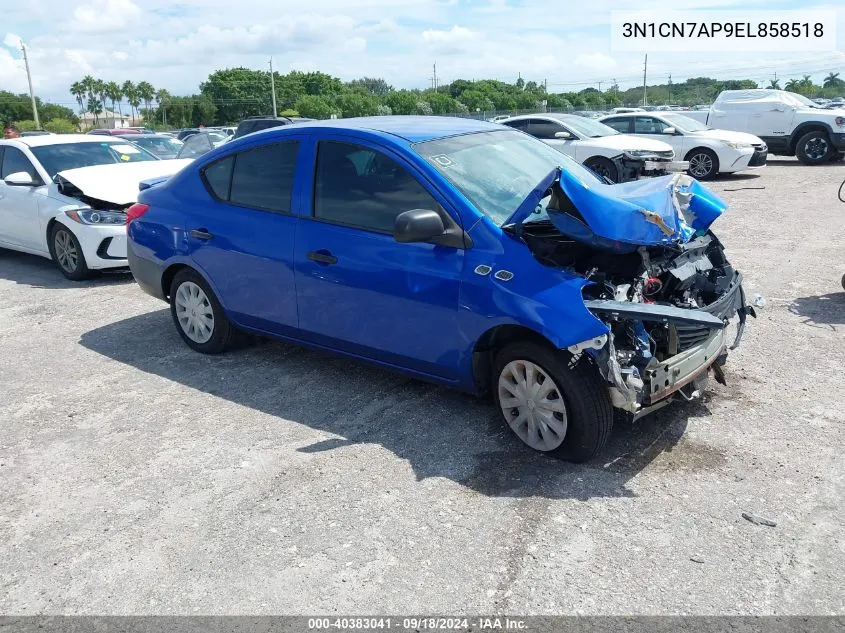 2014 Nissan Versa 1.6 S+ VIN: 3N1CN7AP9EL858518 Lot: 40383041