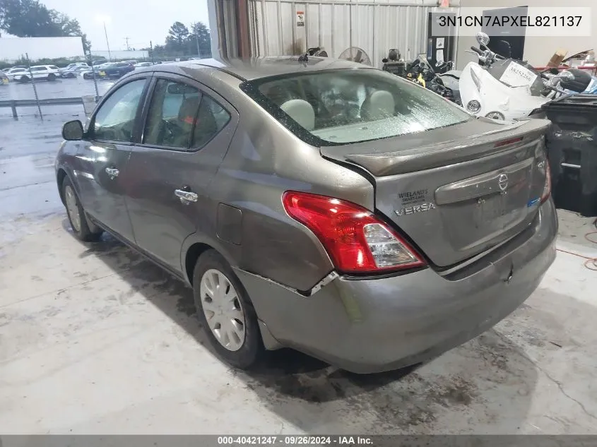 2014 Nissan Versa 1.6 Sv VIN: 3N1CN7APXEL821137 Lot: 40421247