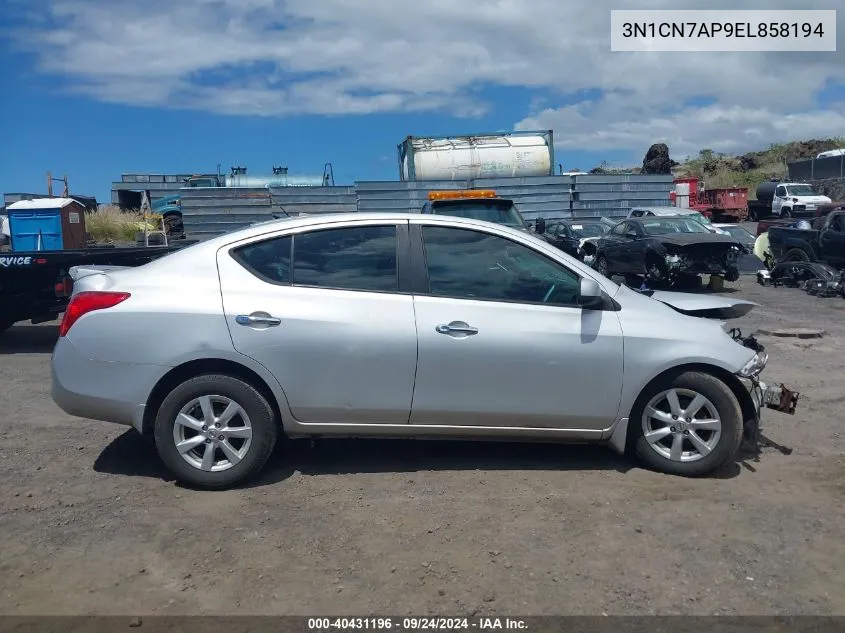 3N1CN7AP9EL858194 2014 Nissan Versa 1.6 Sv