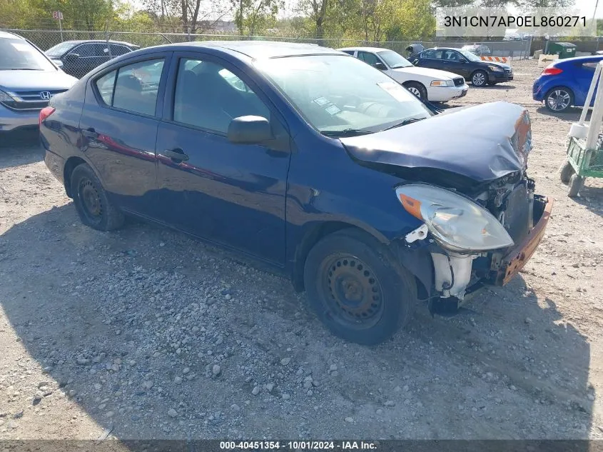 2014 Nissan Versa 1.6 S VIN: 3N1CN7AP0EL860271 Lot: 40451354