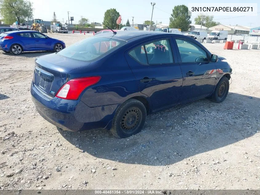 2014 Nissan Versa 1.6 S VIN: 3N1CN7AP0EL860271 Lot: 40451354